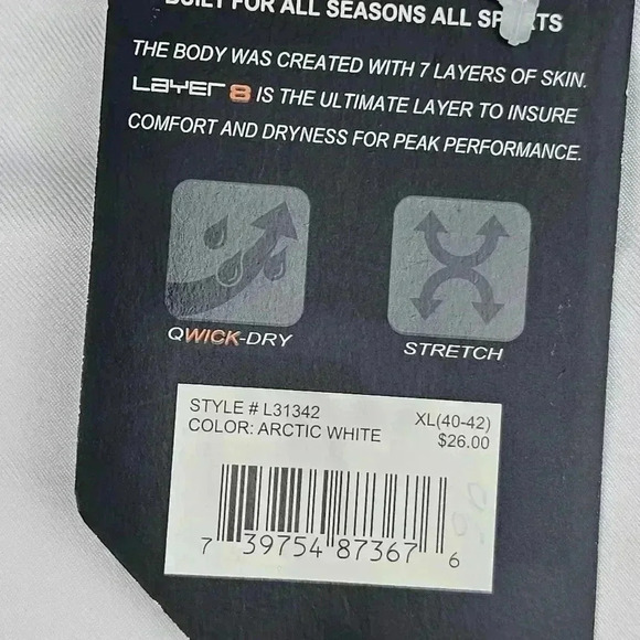Layer 8 Kwick- Cool Kwick-Dry L8 Performance 11 long shorts white# L31342 XL - Picture 6 of 7